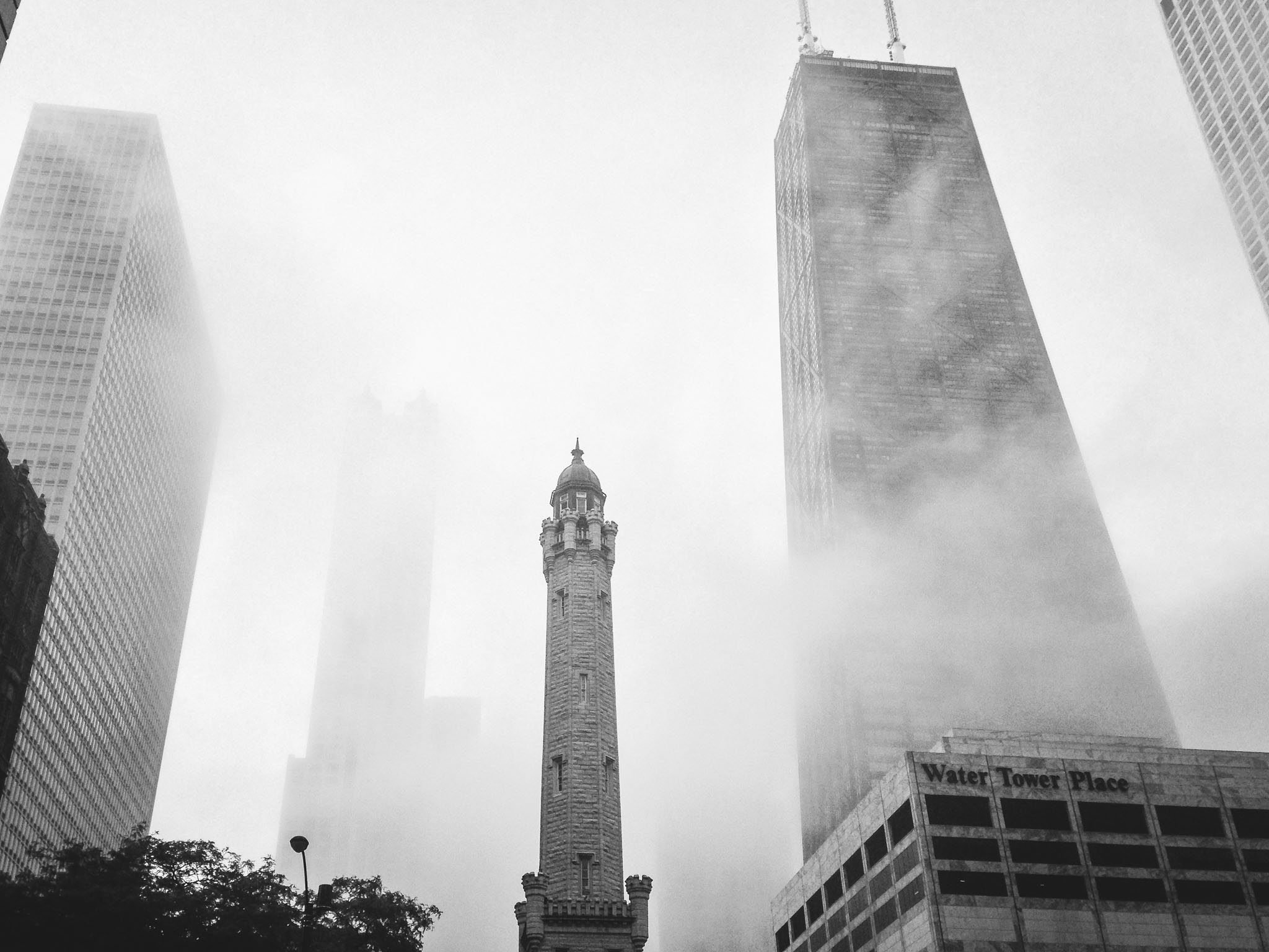 Abstract view of Chicago on a foggy day taken by commercial photographer